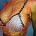 Color-round Neck Fluorescent Orange-Mesh Diamond Vest Sexy Hollow Out Cutout Nightclub Disco Women Top-Fancey Boutique