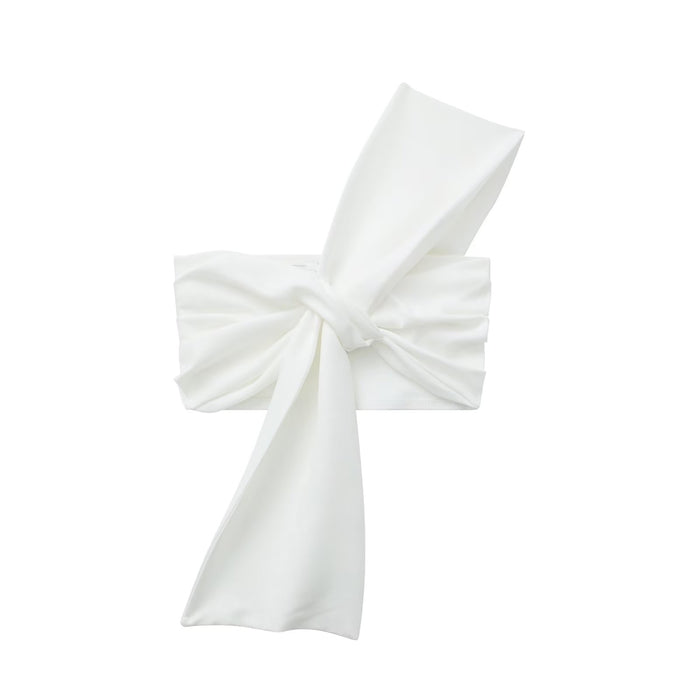 Color-White-Summer Women Clothing Bowknot Decoration Asymmetric Short Top-Fancey Boutique