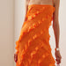 Color-Orange-Summer Dress Elegant Wooden Ear Suspender Split Off Shoulder Dress-Fancey Boutique