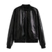 Color-Black-Summer Women Street Wash Effect Bomber Jacket-Fancey Boutique