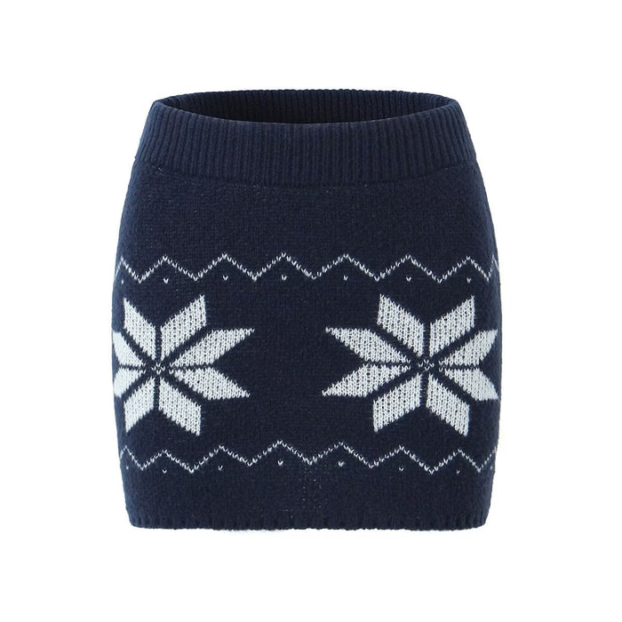 Color-Black Skirt-Summer Women Clothing Zipper Short Snowflake Sweater Sweater-Fancey Boutique