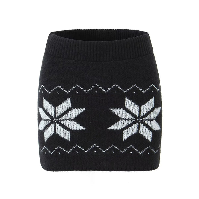 Color-Blue Skirt-Summer Women Clothing Zipper Short Snowflake Sweater Sweater-Fancey Boutique
