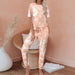 Color-Orange-Women Short Sleeve Gradient Print Tie Dye Pajamas Home Wear-Fancey Boutique
