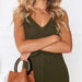 Color-Army Green-Summer Casual V-neck Lace-up Irregular Asymmetric Women Dress-Fancey Boutique
