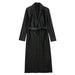 Color-Black-Autumn Winter Casual Retro Long Black Faux Leather Trench Coat Women-Fancey Boutique