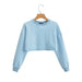 Color-Light Blue-Spring Cropped Sweater Round Neck Loose Long Sleeves Pullover Sweater Women-Fancey Boutique