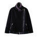 Color-Black-Women Clothing Rabbit Fur Stand Collar Zipper Ornament All Matching Long Sleeved Jacket Coat-Fancey Boutique