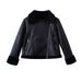 Color-Black-Women Clothing Women Three Color Short Faux Shearling Jacket Clothing-Fancey Boutique