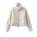 Color-White-Autumn Winter Faux Jacket Jacket Sweet Cool Sexy Women Clothing Street Collared Short Motorcycle Jacket-Fancey Boutique