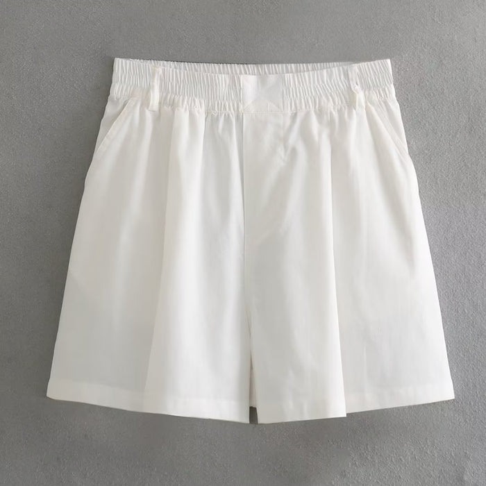 Color-White Shorts-Summer Women Clothes Top Linen like Loose Shorts-Fancey Boutique