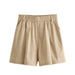 Color-Khaki Shorts-Summer Women Clothes Top Linen like Loose Shorts-Fancey Boutique