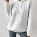 Color-White-Autumn Clothes Women Clothes Jacquard Hooded Lace Up Long Sleeve Sweater Knitted-Fancey Boutique