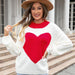 Color-Red-Autumn Winter Big Love Valentine Day Peach Heart Sweater round Neck Knitted Pullover Sweater Women-Fancey Boutique