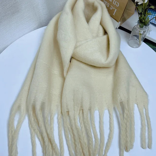 New Winter Women's Scarf Cashmere Warm Wrap Pashmina Solid Foulard Female Scarves Shawls Thick Soft Blanket Large Tassels-Fancey Boutique