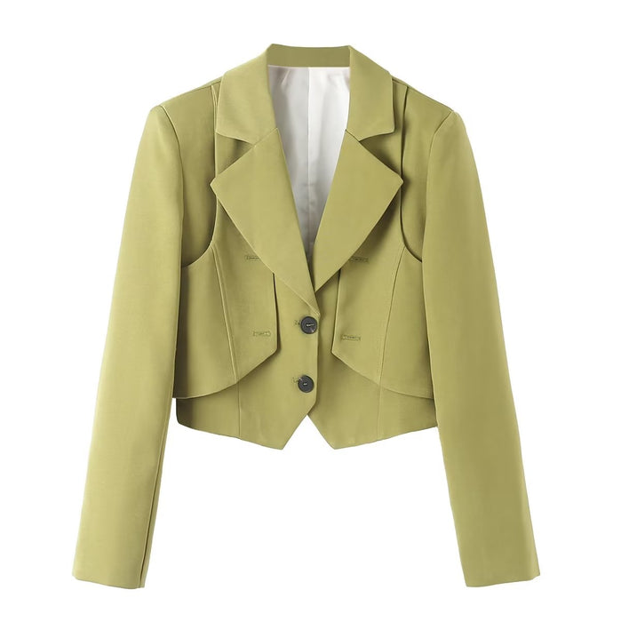 Color-green-Spring Autumn Short Green Blazer Goddess High Grade Casual Spring Small-Fancey Boutique