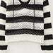 Early Autumn Retro Pullover V neck Loose Short Striped Hooded Sweater Top-Fancey Boutique