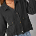 Color-Black-Fall Jacket Locomotive Simple Buttons Long Sleeve Lightweight Coat-Fancey Boutique