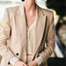 Linen Double Breasted Women Blazer Linen Jacket Linen Straight Pants Suit-Fancey Boutique