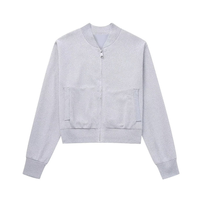 Color-Light Gray-Summer Women Clothing Bomber Jacket Casual Solid Color Jacket Coat Women-Fancey Boutique