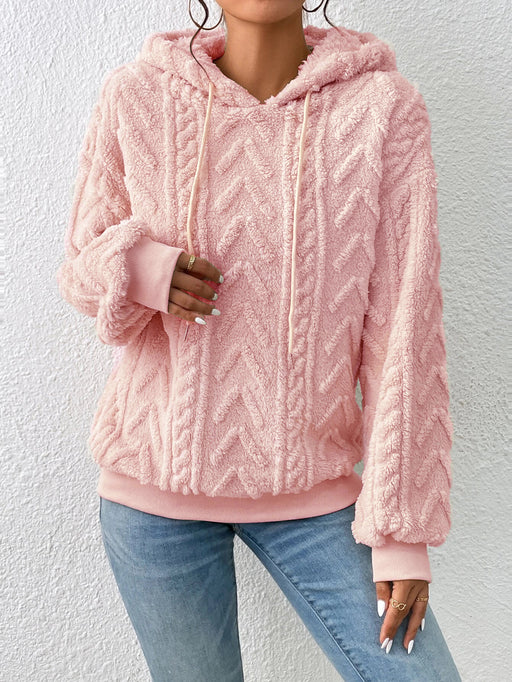 Color-Pink-Fall Winter Women Pullover Sweater Flannel Hooded Loose Plush Jacket-Fancey Boutique