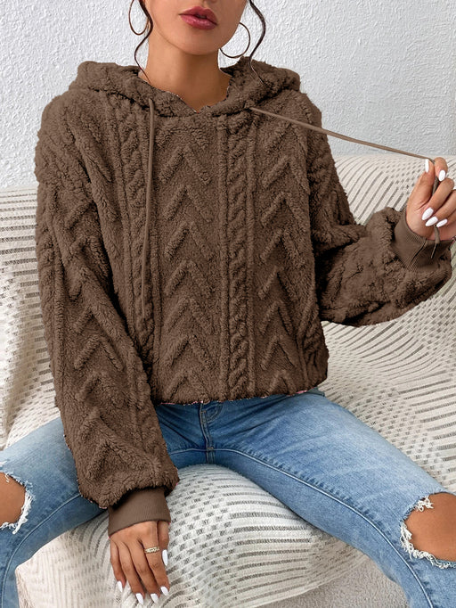 Color-Khaki-Fall Winter Women Pullover Sweater Flannel Hooded Loose Plush Jacket-Fancey Boutique