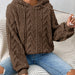 Color-Khaki-Fall Winter Women Pullover Sweater Flannel Hooded Loose Plush Jacket-Fancey Boutique