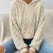 Color-Apricot-Fall Winter Women Pullover Sweater Flannel Hooded Loose Plush Jacket-Fancey Boutique