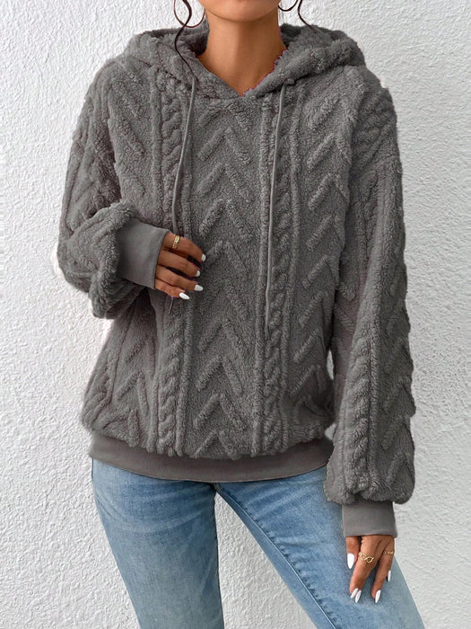 Color-In the Gray-Fall Winter Women Pullover Sweater Flannel Hooded Loose Plush Jacket-Fancey Boutique