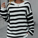 Color-White-Autumn Winter Striped Sweater Women Knitted Crew Neck Pullover Sweater Women-Fancey Boutique