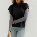 Color-Black-Women High Neck Short Bandage Dress Vest Solid Color All Matching Knitted Vest-Fancey Boutique