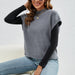 Color-Light Gray-Women High Neck Short Bandage Dress Vest Solid Color All Matching Knitted Vest-Fancey Boutique