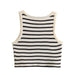 Color-Women Summer Striped Contrast Color U Neck Knitted Vest Design Sleeveless Slim Pullover Top-Fancey Boutique