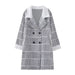 Color-White-Autumn Winter Korean Loose Square Plaid Thick Mid Length Cardigan Sweater Coat Women Coat-Fancey Boutique