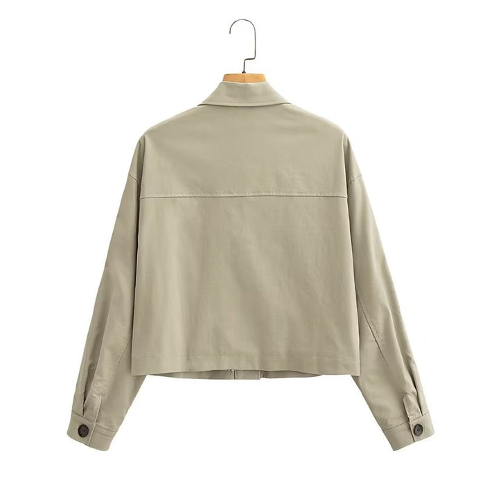 Women Fall Women Clothing Linen Blended Short Jacket-Fancey Boutique