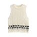 Color-White-Autumn Elegant Slim Women Clothing Chenille Contrast Color Detail Vest Top-Fancey Boutique