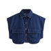 Color-The cowboy blue-Women Double Pocket Decoration Denim Top Vest-Fancey Boutique