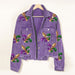 Color-Purple-Autumn Winter Corduroy Sequined Jacket Coat Tassel Baseball Top Women Clothing-Fancey Boutique