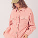 Color-Pink-Women Clothing Winter Big Pit Strip Big Pocket Shacket-Fancey Boutique