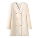 Color-White-European Women Autumn Double Breasted Woolen Blazer-Fancey Boutique