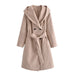 Color-Oats-Women Clothing Belt Hooded Casual Long Sleeve Overcoat Jacket-Fancey Boutique