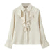 Color-Ivory-Summer Women Clothing Pearl Button Chest Laminated Decoration Shirt-Fancey Boutique