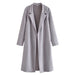 Color-Gray-Women Clothing French Khaki Fleece Loose Lapels Cardigan Coat-Fancey Boutique