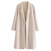 Color-White-Women Clothing French Khaki Fleece Loose Lapels Cardigan Coat-Fancey Boutique
