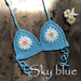 Color-skyblue-Strap Hand Crocheting Bikini Beach Weaving Daisy Hollow Out Cutout Out Swimsuit Handmade Swimsuit-Fancey Boutique