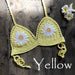 Color-Yellow-Strap Hand Crocheting Bikini Beach Weaving Daisy Hollow Out Cutout Out Swimsuit Handmade Swimsuit-Fancey Boutique