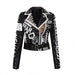 Color-Black-Motorcycle Leather Clothing Women Leopard Print Motorcycle Clothing Leather Jacket Coat-Fancey Boutique