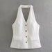 Color-Summer Women Clothing Backless Hanging Collar Vest-Fancey Boutique