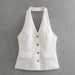 Color-White-Summer Women Clothing Backless Hanging Collar Vest-Fancey Boutique