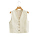 Color-Vest-Autumn Women Clothing Street Linen Blended Vest Shorts Suit-Fancey Boutique