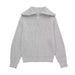 Color-Gray-Women Clothing French Casual All Match Open Collar Wool Sweater-Fancey Boutique